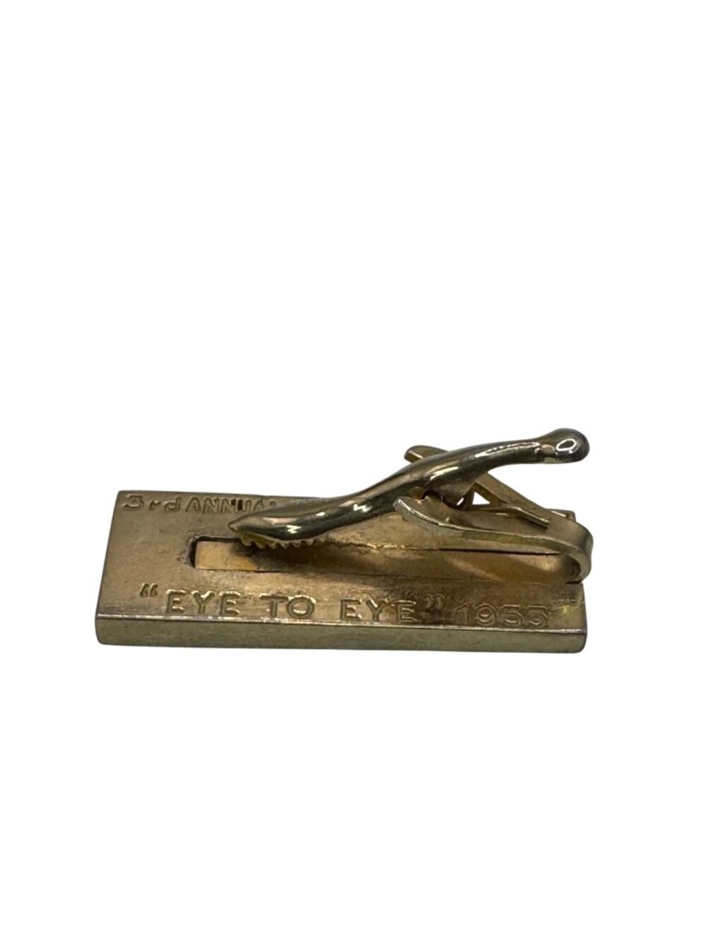 Vintage 1955 3rd Annual Pioneer Fashion Show Gold Tie Clip "Eye To Eye" 14k 15g